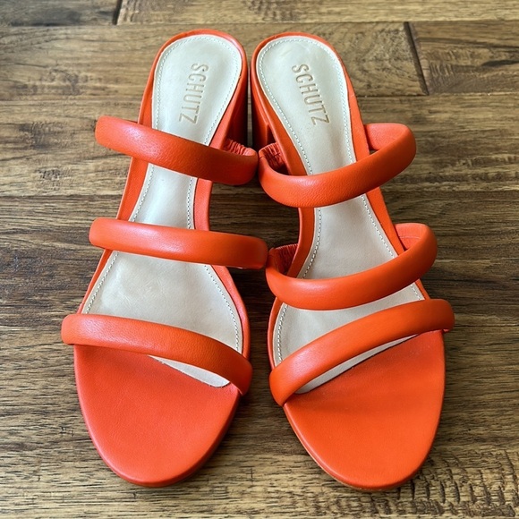 SCHUTZ Olly Block Heel Sandal in Bright Orange Size 10.5 New in Box NIB - Picture 8 of 14